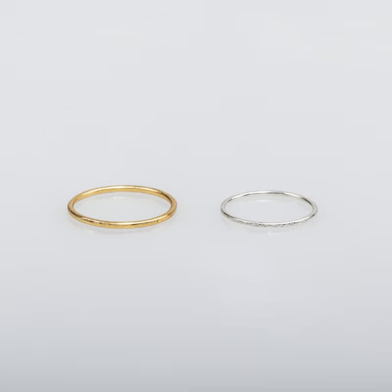 Forging mini 細細槌紋 925純銀戒指 兩色