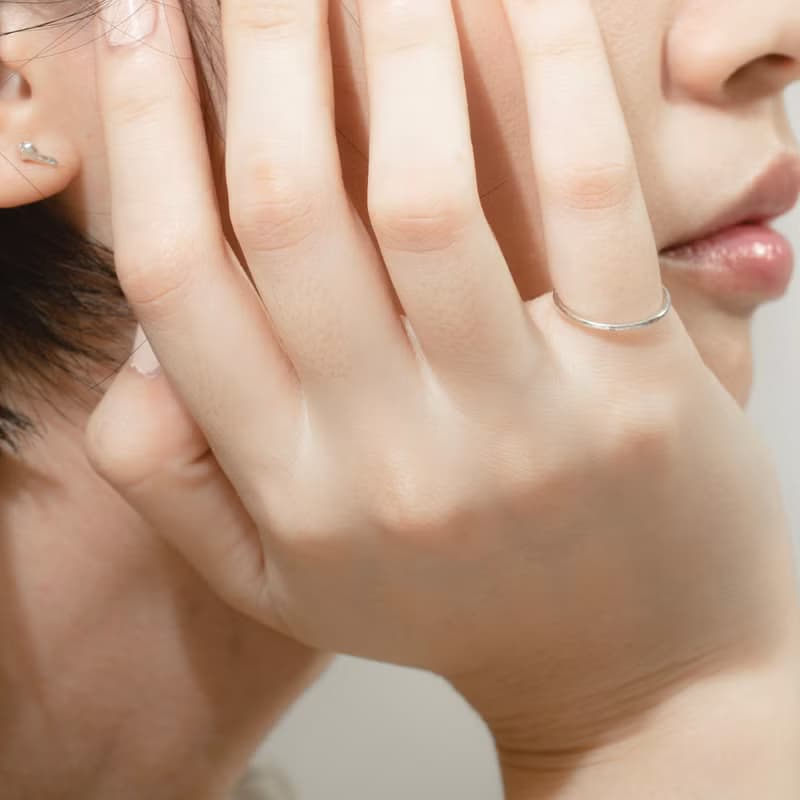 Forging mini 細細槌紋 925純銀戒指 兩色