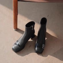 女騎士 歐美風厚底粗跟羊皮短靴 手工製