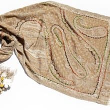 喀什米爾Cashmere/水煮羊毛披肩/針織圍巾/刺繡圍巾/羊絨披巾-花