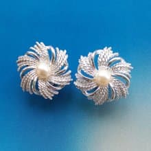Vintage Jewelry  SARAH COV Silvery Sunburst 夾式耳環