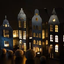 Amazing Tin Lanterns // Candle holders //Tin houses SET of 4// FREE SHIPPING //