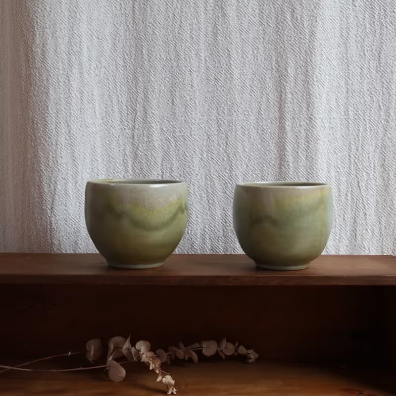 碧玉 柴燒陶手工馬克杯 咖啡杯