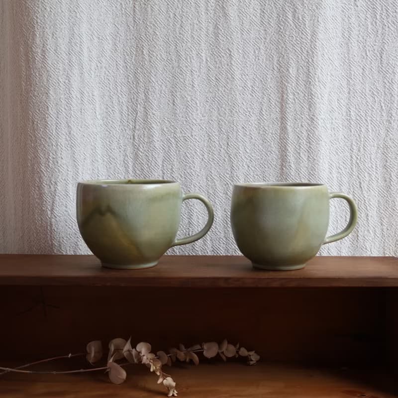 碧玉 柴燒陶手工馬克杯 咖啡杯