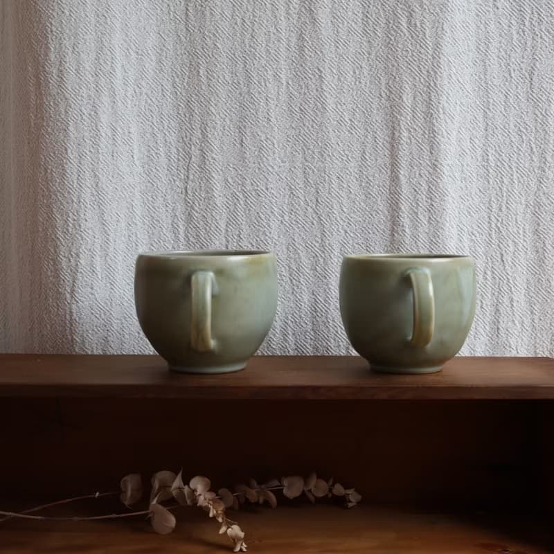 碧玉 柴燒陶手工馬克杯 咖啡杯