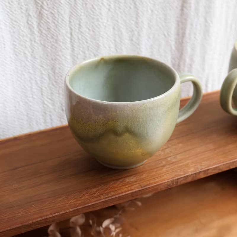 碧玉 柴燒陶手工馬克杯 咖啡杯