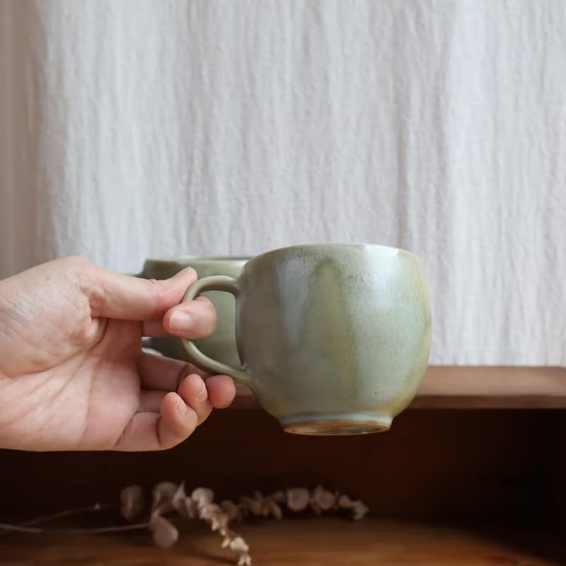碧玉 柴燒陶手工馬克杯 咖啡杯