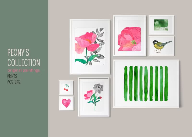 【數位】牡丹版畫海報牆畫廊 JPEG