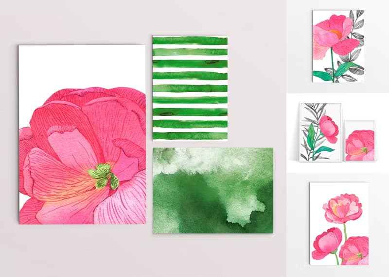 【數位】牡丹版畫海報牆畫廊 JPEG