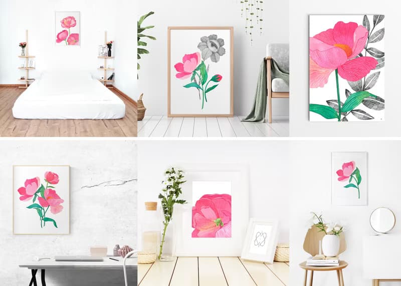 【數位】牡丹版畫海報牆畫廊 JPEG