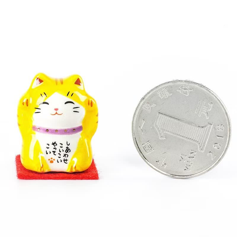 日本藥師窯手工彩繪祈福開運迷您招財貓陶瓷擺件桌面擺件飾品送禮