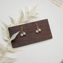 珍珠小果實 925純銀抗過敏 圓鑽珍珠耳環耳夾