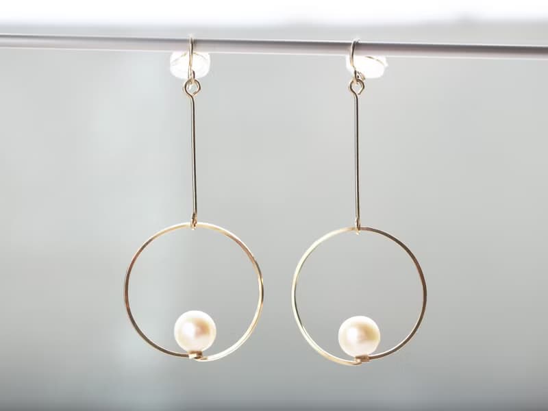 14kgf-floating pearl clip-on耳夾/可換耳環 can change to pierced earrings