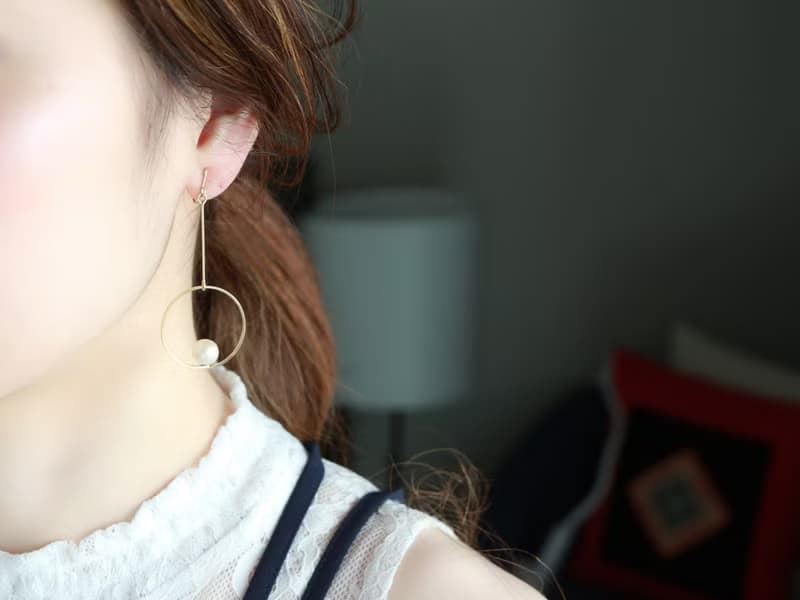 14kgf-floating pearl clip-on耳夾/可換耳環 can change to pierced earrings