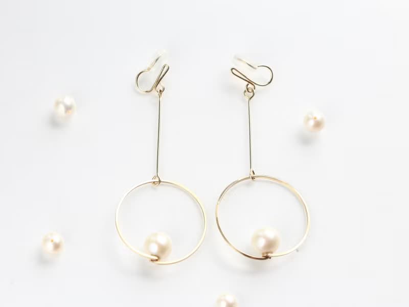 14kgf-floating pearl clip-on耳夾/可換耳環 can change to pierced earrings