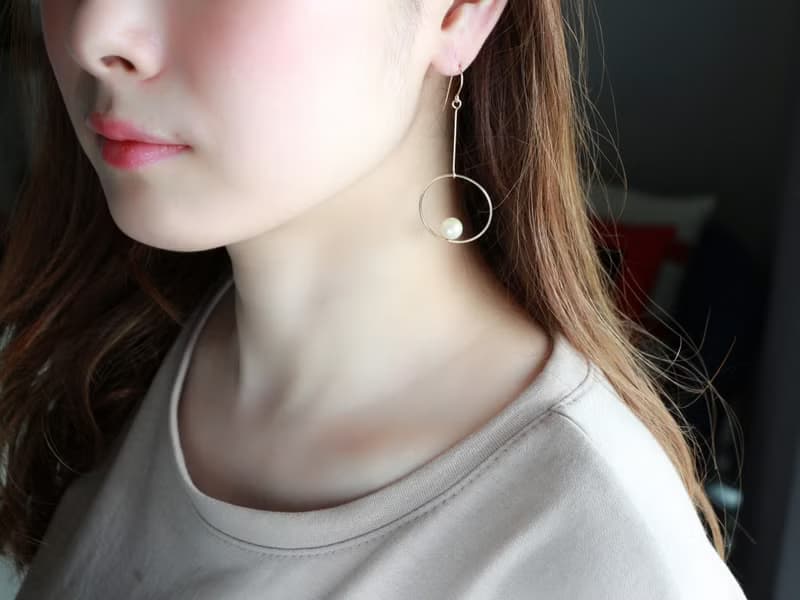 14kgf-floating pearl clip-on耳夾/可換耳環 can change to pierced earrings