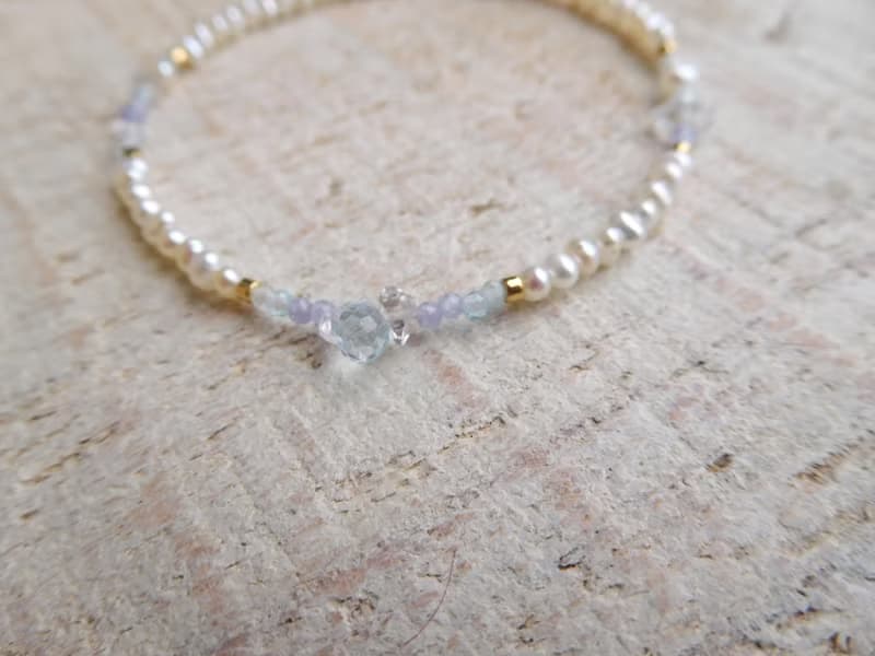 包14k金輕柔拓帕石珍珠手鍊預定款