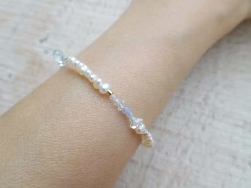 包14k金輕柔拓帕石珍珠手鍊預定款