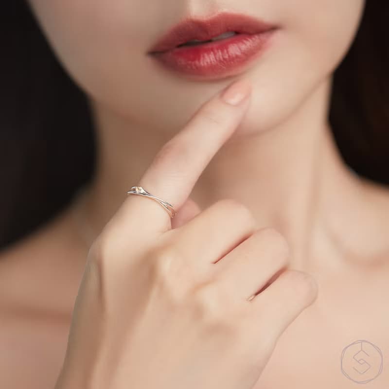 繆思MUSE | 黃水晶 S925純銀 | 雙層單鑽線戒