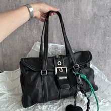 中古包 PRADA 普拉達 明線牛皮 Hobo 包