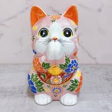 【瑞氣盈香】日本九谷燒招財貓 | 粉紅櫻盛 7号