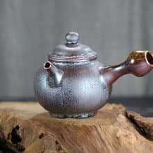 【送禮好物】220ml 柴燒落灰 側把茶壺 鶯歌名家葉敏祥手作