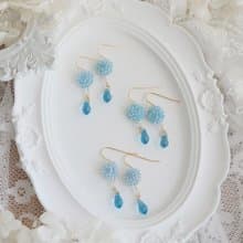 紫式 細工花劍菊耳飾 藍色系