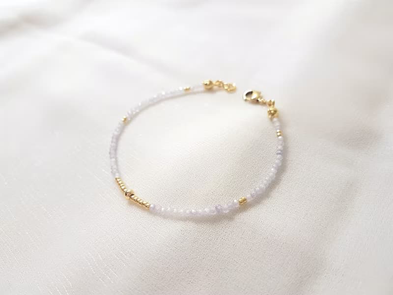 雪晶 ‧ 金球 鋯石 串珠 細手環