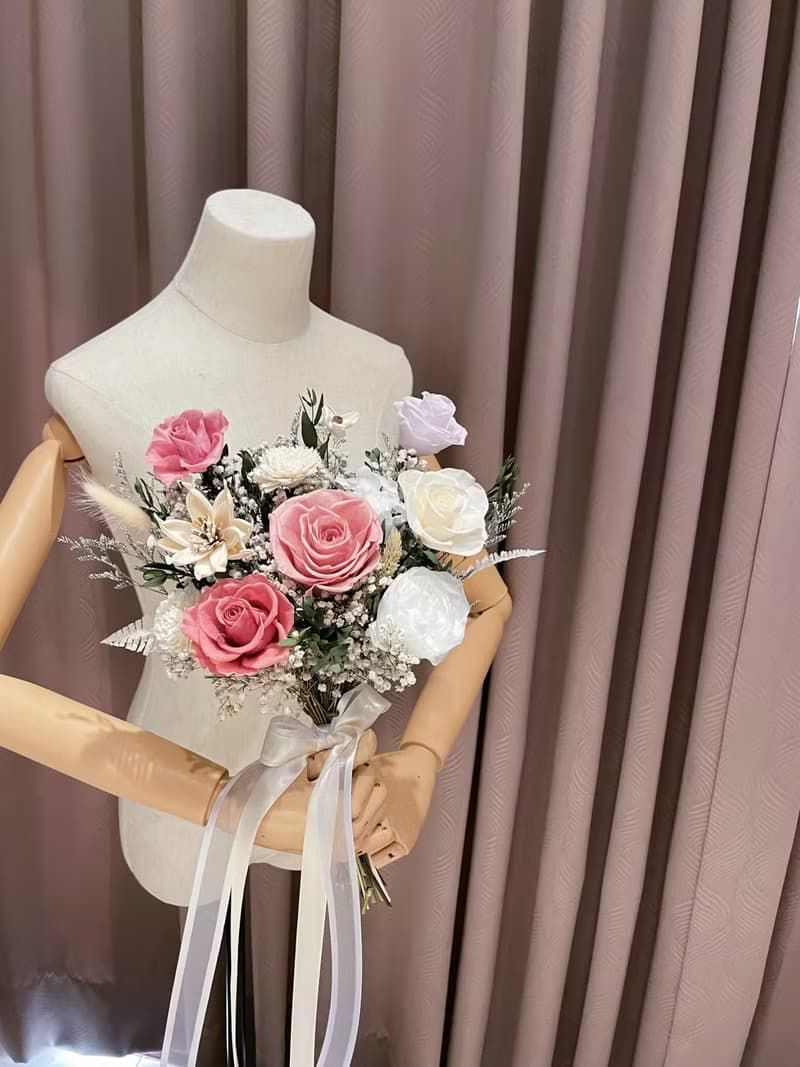 煙燻紅茶永生捧花 新娘捧花 乾燥捧花 手綁花 結婚捧花 外拍花束