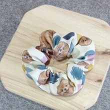 黃底點點-大腸髮圈_博美_馬尾髮帶