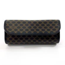 【日本直送 中古美品】セリーヌ CELINE ポーチ 小物入れ マルチケース マカダム柄 PVC ブラック ヴィンテージ