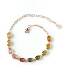 Natural Tourmaline Bracelet Sterling Silver 925 with pinkgold Plated