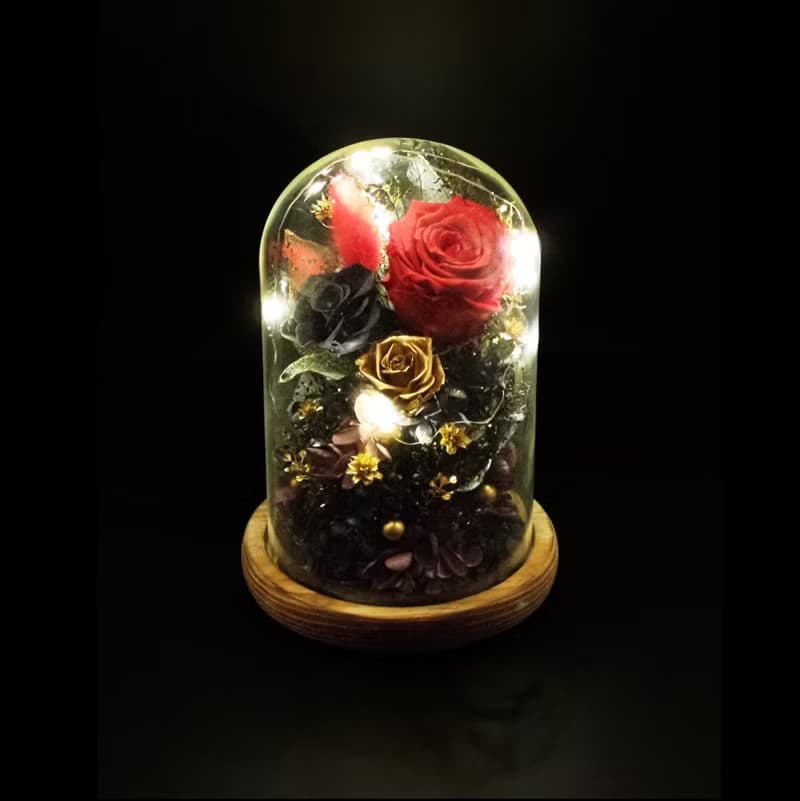 永生花玻璃擺設 - 金縷紅