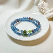 【嚴選】魔鬼海藍寶 綠髮晶 紫紅極光 綠碧璽 雙圈水鍊手鍊/細鍊