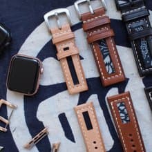 意大利皮革拼日本藍染古布錶帶訂製 Apple Watch