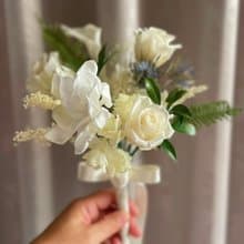 【永生花禮】清新白綠花束/永生捧花/拍照捧花/新娘捧花/登記捧花