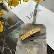 中古未使用稀少品 Christian Dior 籐格紋 髮夾 Lady Dior