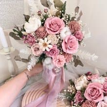 莫蘭粉玫瑰捧花 乾燥花 不凋花 捧花 結婚 新年 婚禮 新娘捧花聖