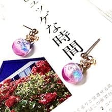 粉紅 蝴蝶結 玻璃球 針式 | 夾式耳環【黎明的玫瑰色彩】