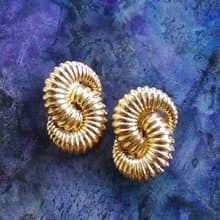 Vintage Jewelry 西洋古董飾品 金牛角 金屬流線 夾式耳環