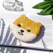 情人節禮物 聖誕交換禮物 羊毛氈吸水杯墊 動物杯墊-柴犬吸水墊