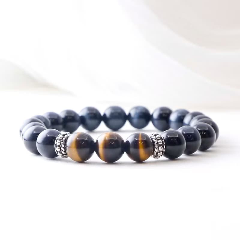 黃虎眼石 藍虎眼石 8MM 純銀天然石手鍊 I 正財 偏財 勇氣 辟邪 I