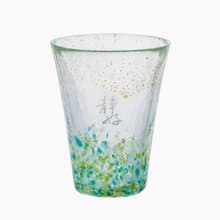 305cc【靜心美字。日本金箔手工杯】書法2字津軽金箔山空杯