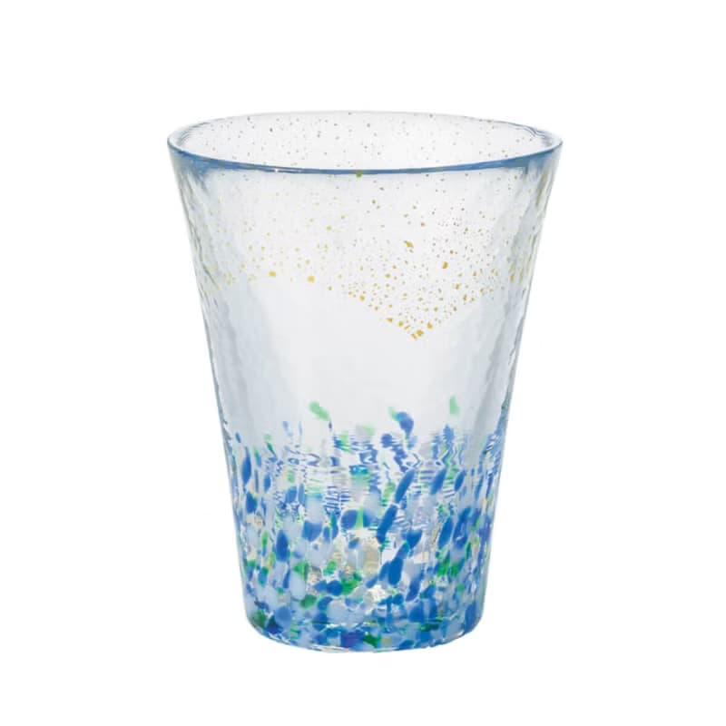 305cc【靜心美字。日本金箔手工杯】書法2字津軽金箔山空杯