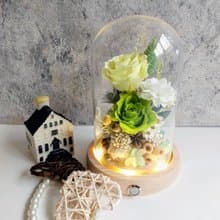 永生花玻璃罩.花盅小夜燈 祝賀花禮 生日.情人節.母親節.畢業