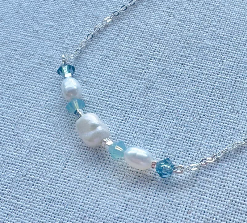 沁藍純銀天然珍珠手鍊