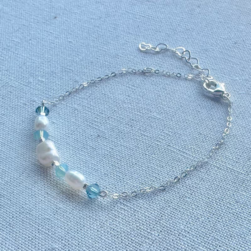 沁藍純銀天然珍珠手鍊