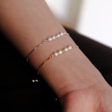 【純銀索繩】精選淡水珍珠 全925純銀索帶手鍊 (銀/金/玫瑰金