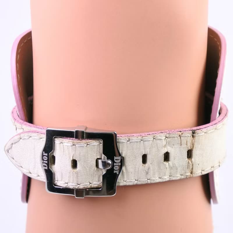 【日本直送】クリスチャンディオール Dior マリス 腕時計 D78-109 SS × レザー 白 クオーツ ホワイトシェル文字盤 レディース【中古】