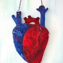 Heart bag, heart shaped designer bag, felted wool